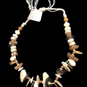 Elegant Brown and Cream Beaded Necklace, Statement Piece! NWT